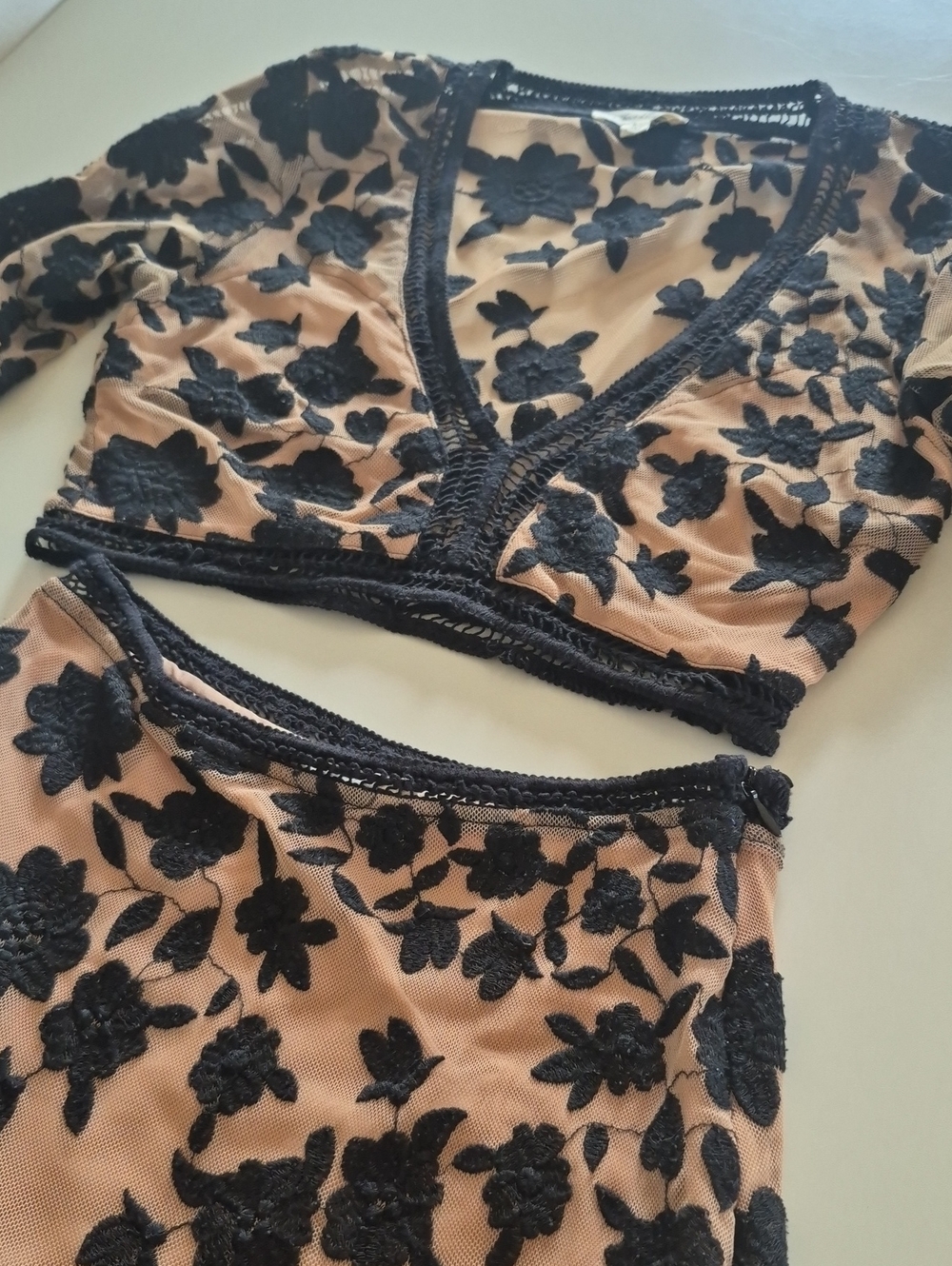 For Love & Lemons Black Floral Appliqué Mesh Set, Small - Picture 17 of 17